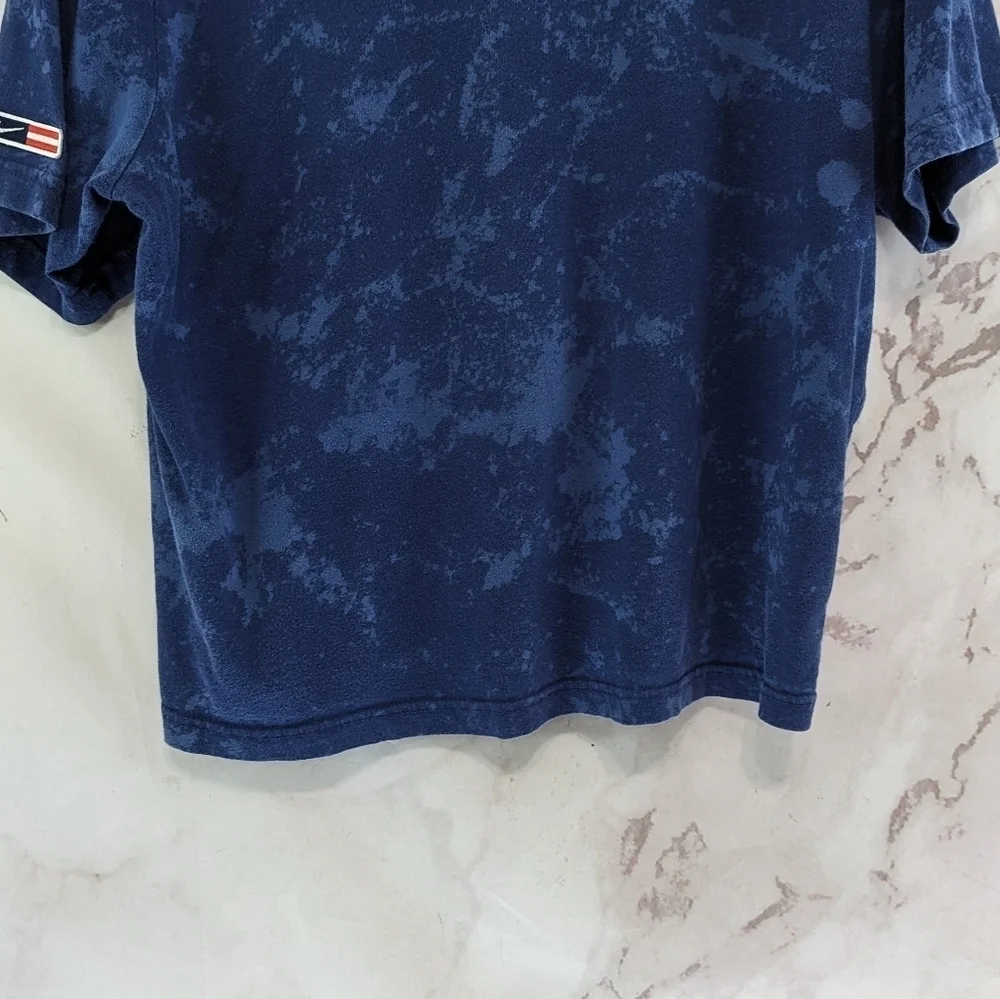 Nike T Shirt Womens Medium Blue Navy Crop Tee RWD Acid Wash Boxy Crew Neck Short